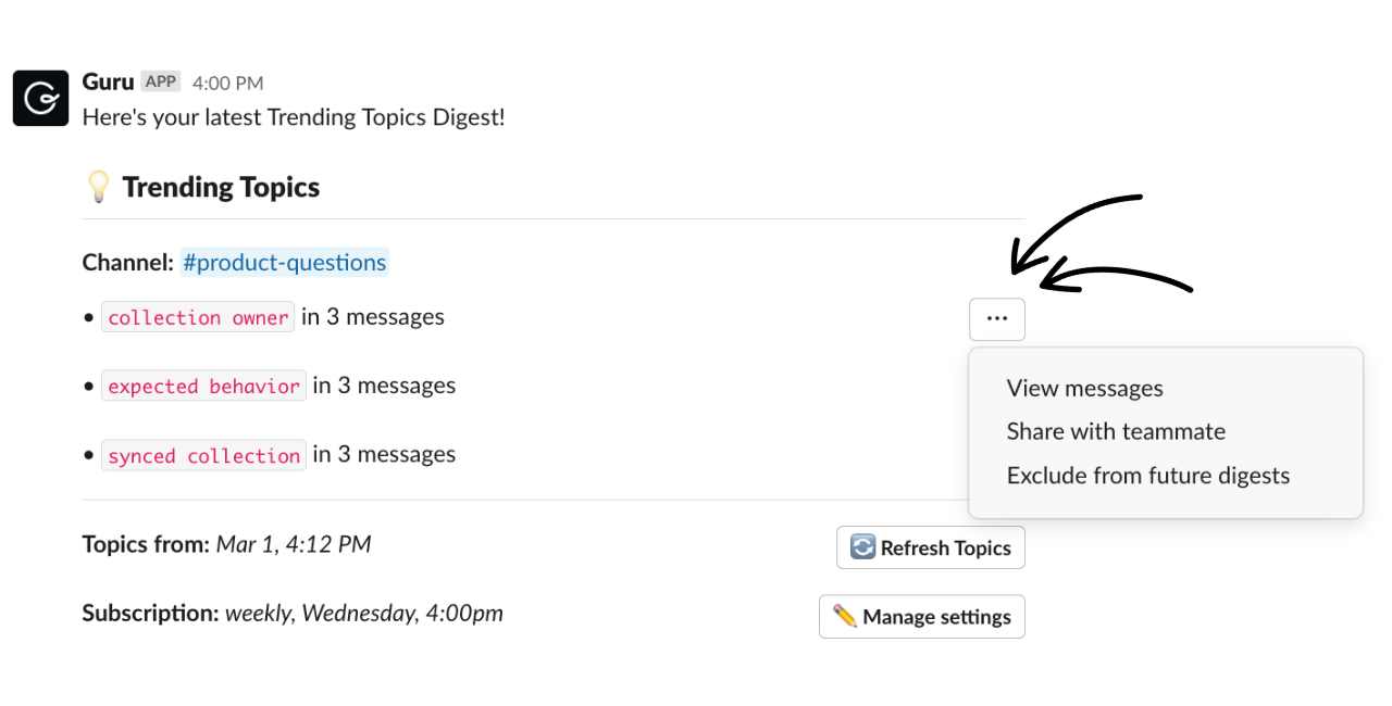 Trending Topics actions