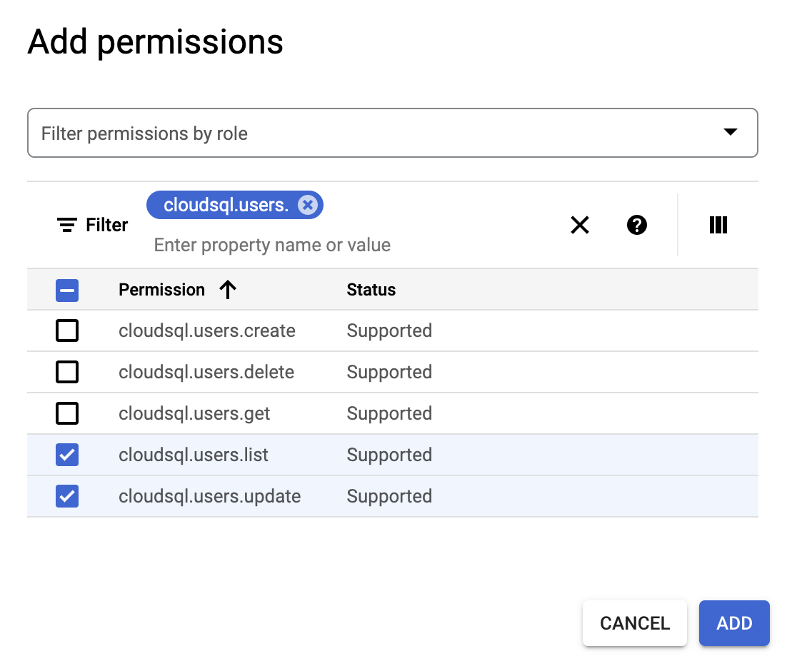 Screenshot of GCP Cloud UI modal