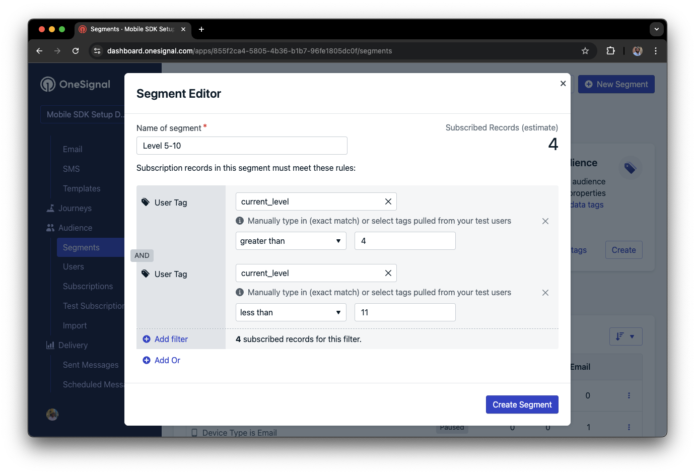 Create a new segment of users who love the color orange.