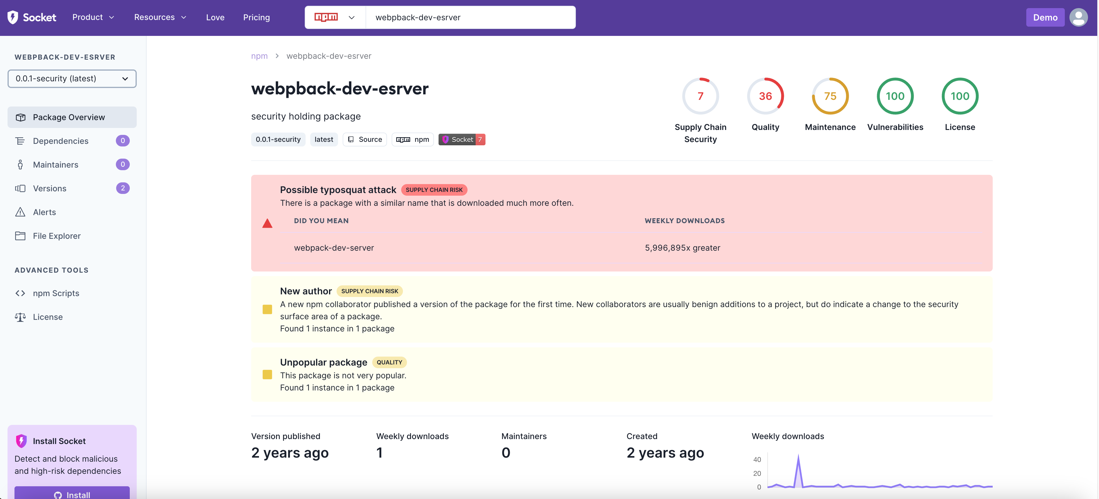 Package Typosquat Example