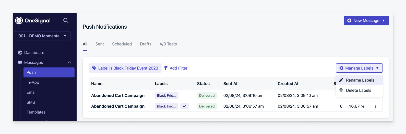 Rename or Delete all instances of a Label in the Dashboard