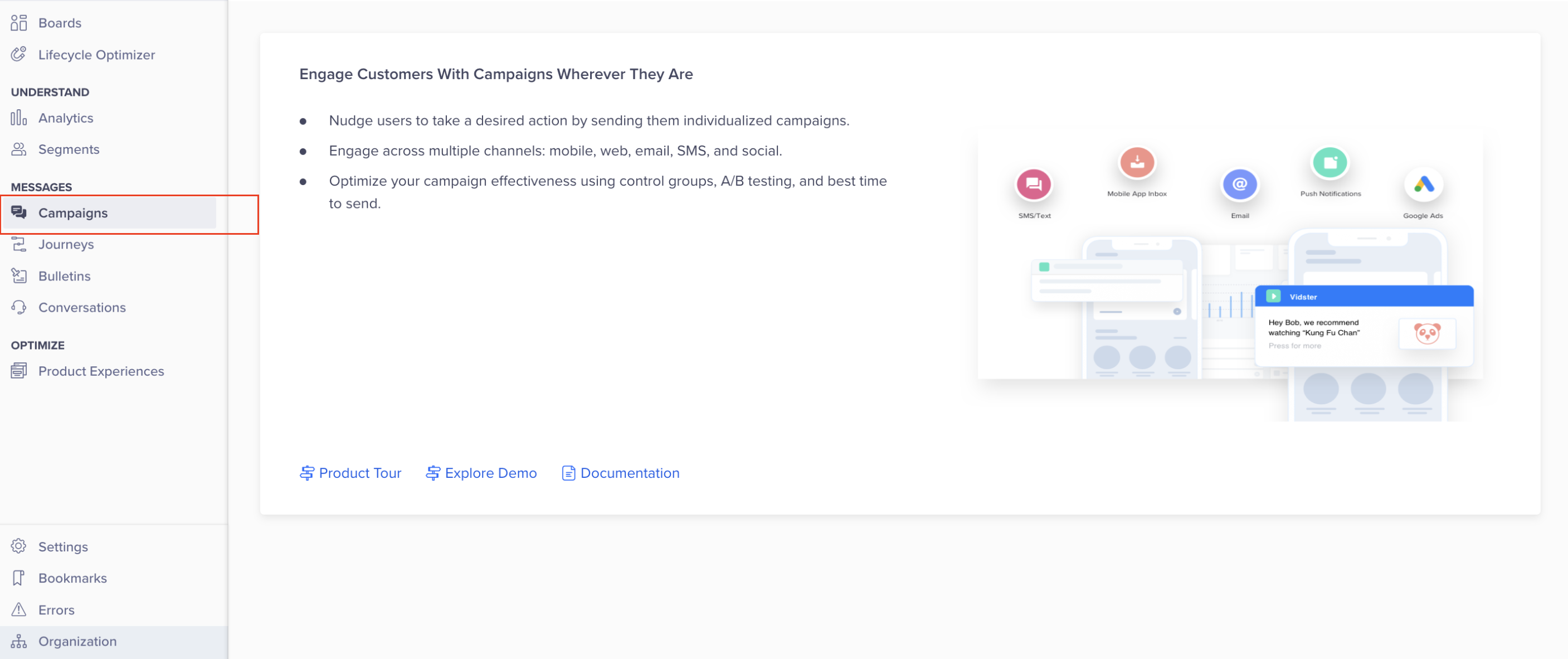 Campaigns First Time Screen