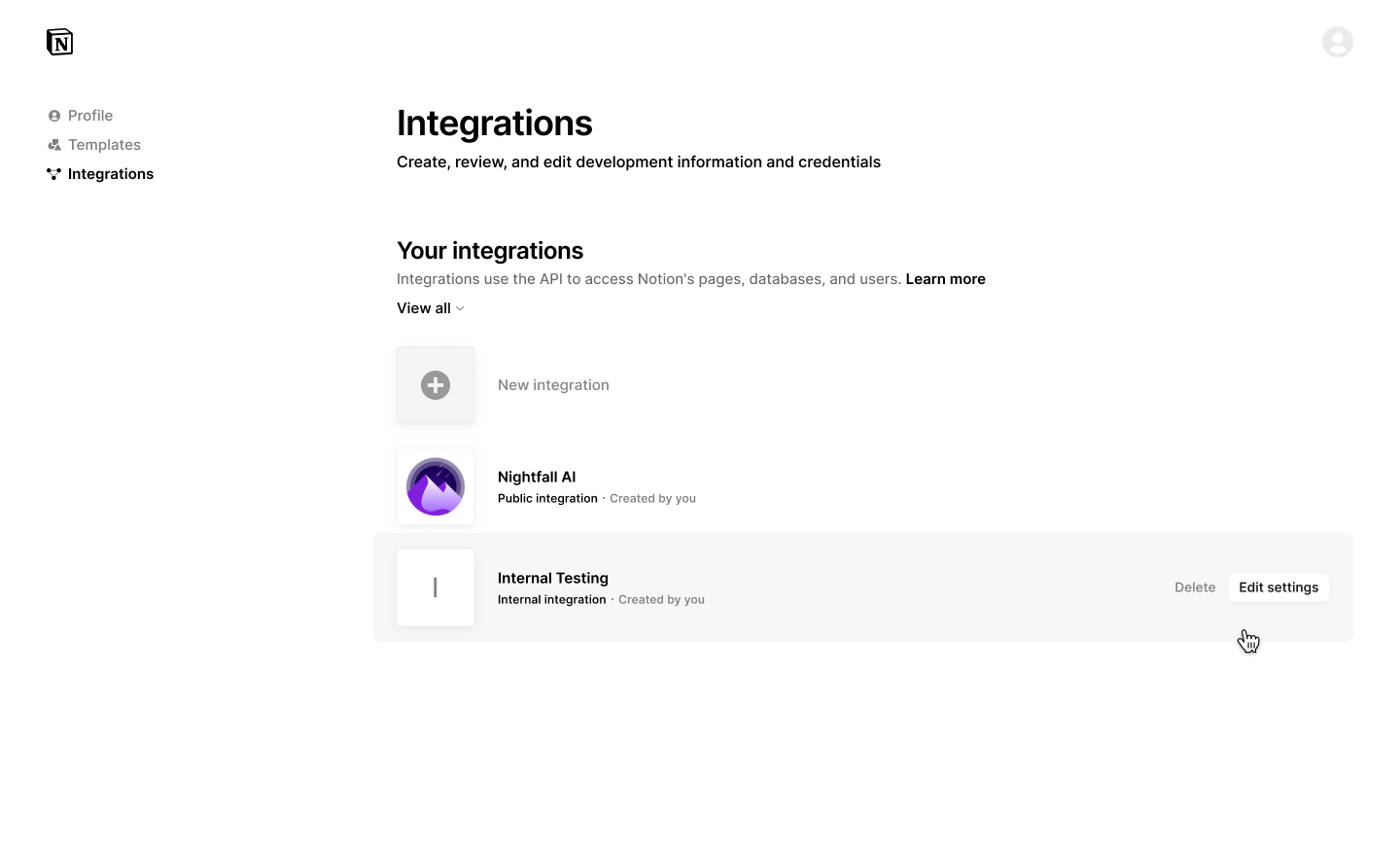 Note with international integrations you can only edit settings, not submit for publishing