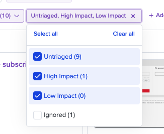 Triage status filter