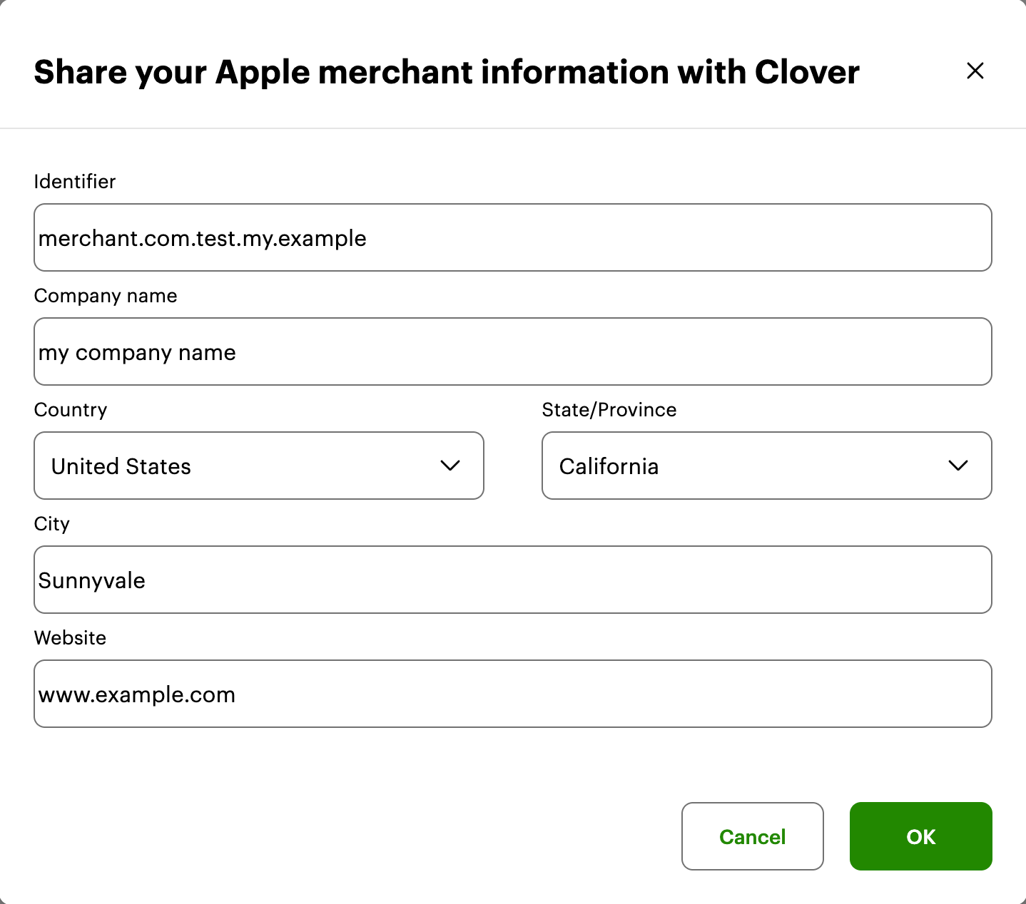 Clover Merchant Dashboard: Share your Apple merchant information with Clover